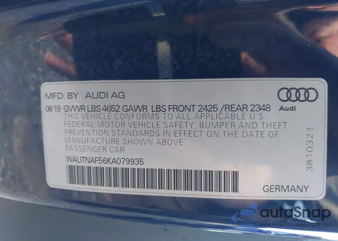 2019 Audi A5 45 Premium z USA, uszkodzony, nr VIN WAUTNAF56KA079935
